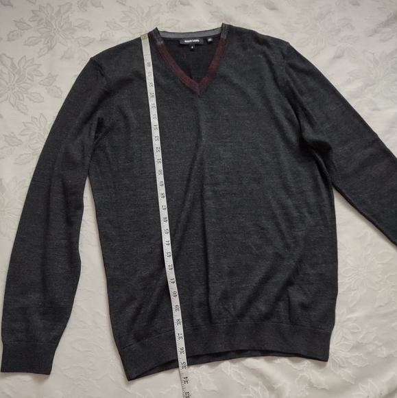 Jared Lang v-neck lightweight knit wool blend sweater charcoal - Picture 3 of 8